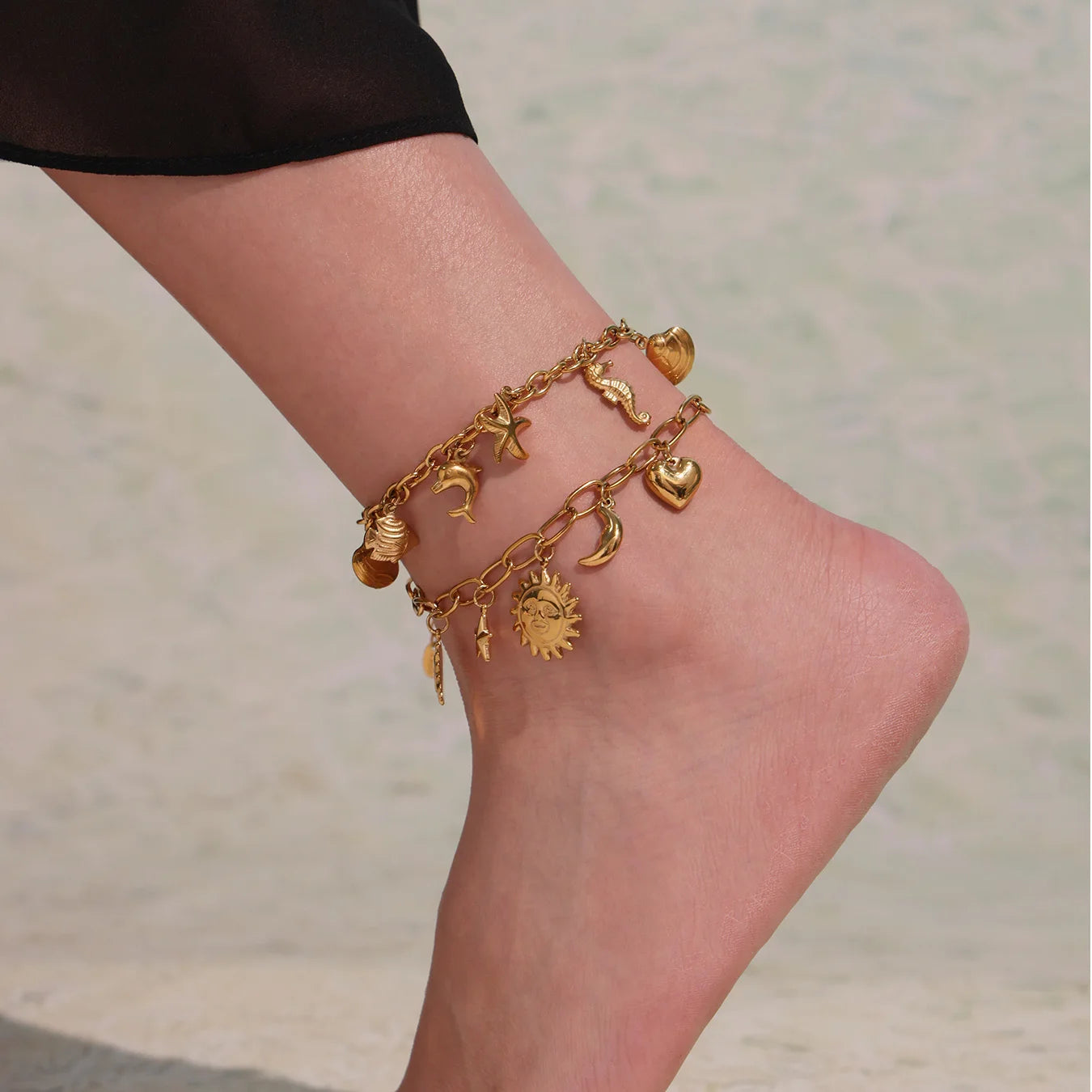 18K Gold-Plated Starfish Dolphin Shell Bracelet | 316 Stainless Steel Women’s Trend Jewelry 2025