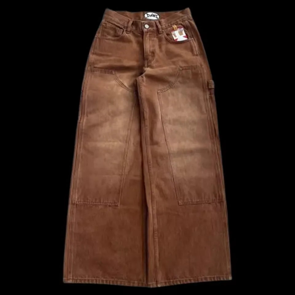 Blue Flared Jeans for Women Distressed Denim Bootcut Pants Tapered Casual Chic Vintage Style Everyday Wear with Decor Details