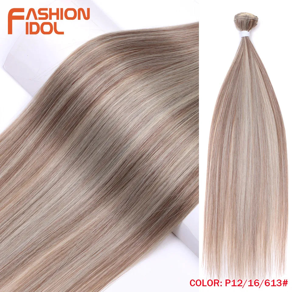 Bone Straight Hair Extensions Ombre Blonde Hair Bundles Super Long Hair Synthetic 24 Inch Straight Hair Full to End FASHION IDOL