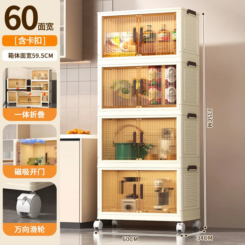 Large Volume Multifunction Folding Living Room Cabinet Closet Organizer With Wheel Stackable Sundries Large Capacity Storage Box