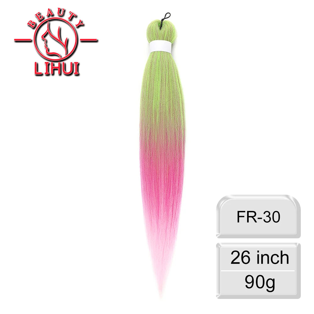 LIHUI Pre-Stretched Jumbo Braids — 26" 90 g Synthetic (Red/Pink, Frosted Colors)