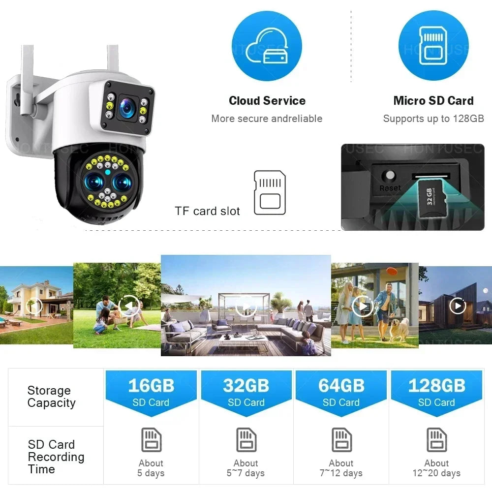 Yoosee 4K 8MP Three Lens Dual Screens 10X Optical Zoom IP66 Outdoor Waterproof Auto Tracking Two Way Audio Surveillance Cameras