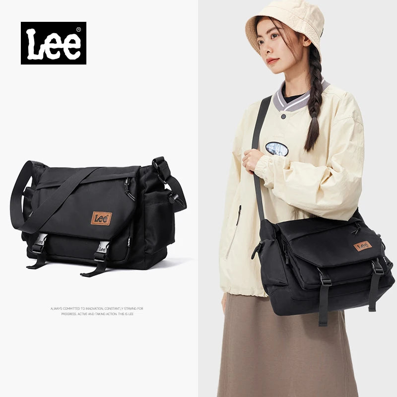 LEE Fashion Waterproof Large Crossbody Shoulder Bag Women Male Flip Laptop Messenger Bag Teenagers College Satchel School Bag