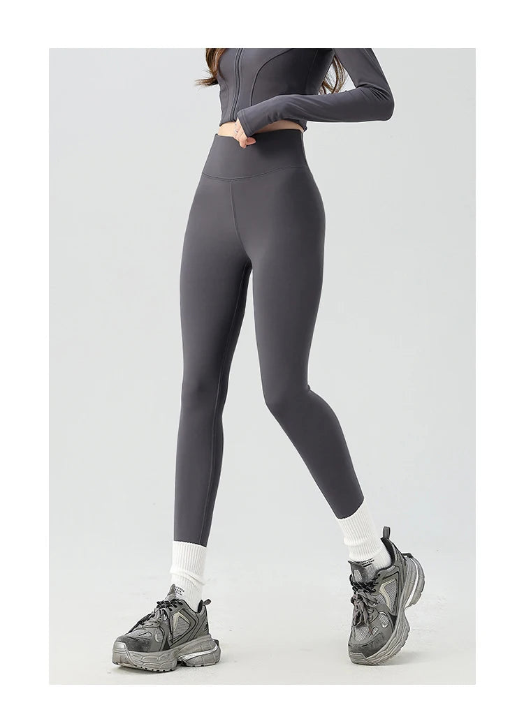 BIVIGAOS Snowflake Velvet Warm Sharkskin Leggings — Fleece-Lined High-Waist Winter Pants for Women