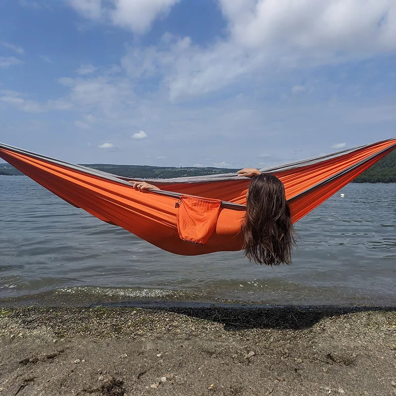 Camping Hammock Portable Parachute Nylon Hanging Bed with 2 Tree Straps Suitable for Backpacking Beach Courtyard and Terrace