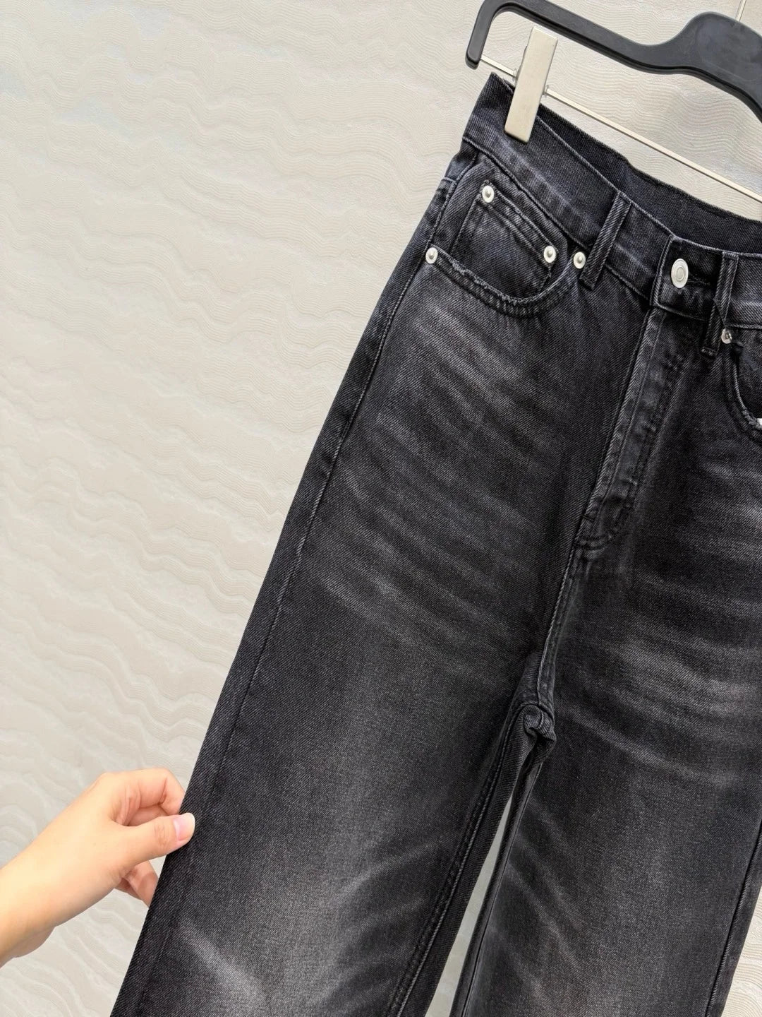 Vintage Washed Straight Leg Jeans High Waisted Tapered Pants Retro Cat Claw Distressed Streetwear For Women