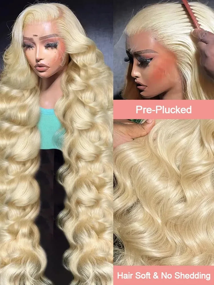 Brazilian 613 HD Lace Frontal Wig Transparent 13x6 Human Hair Wigs 30 38Inch Honey Blonde Colored Body Wave Lace Wig 220 Density