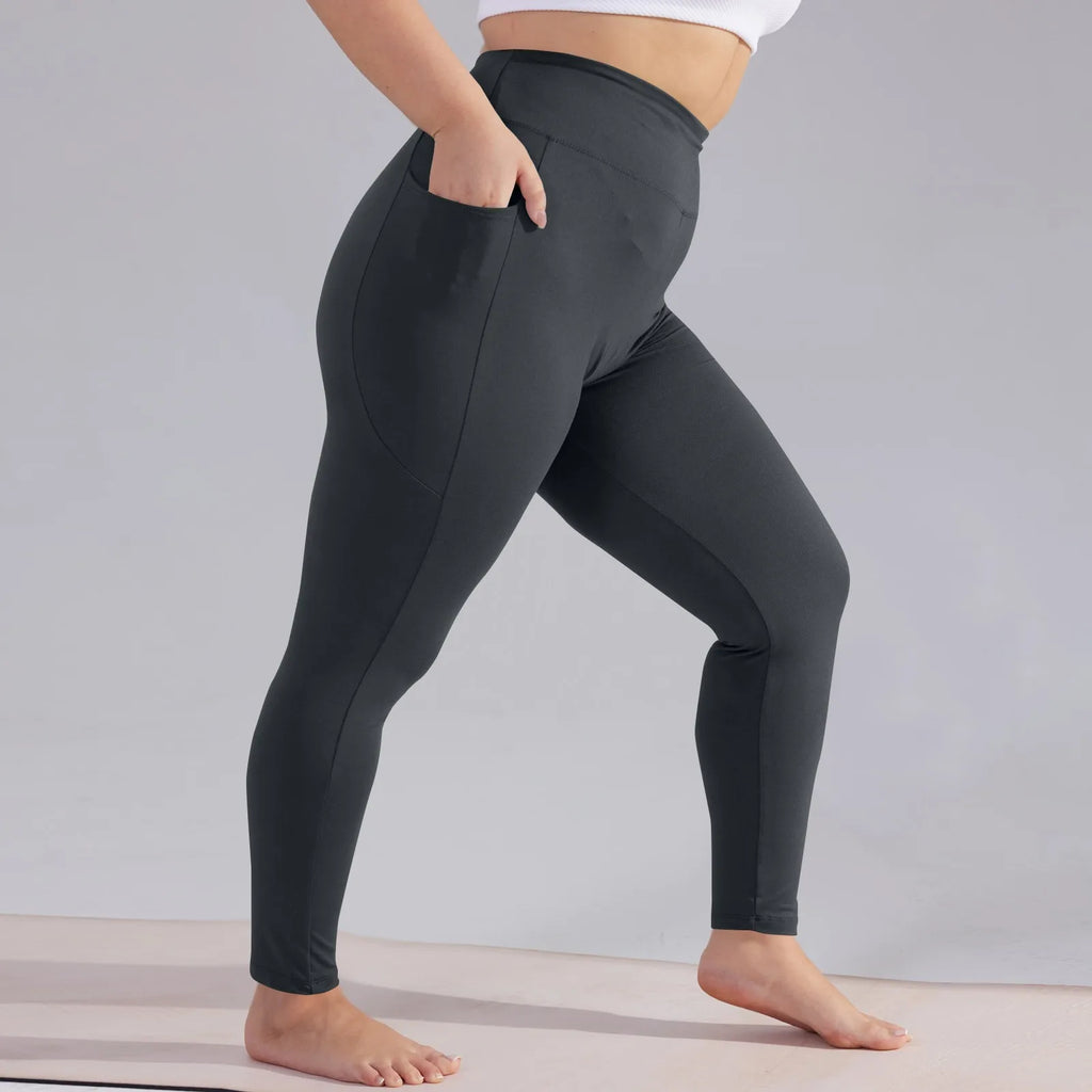 Plus Size Women’s High-Waisted Yoga Pants with Pockets – Hip Lift Athletic Leggings