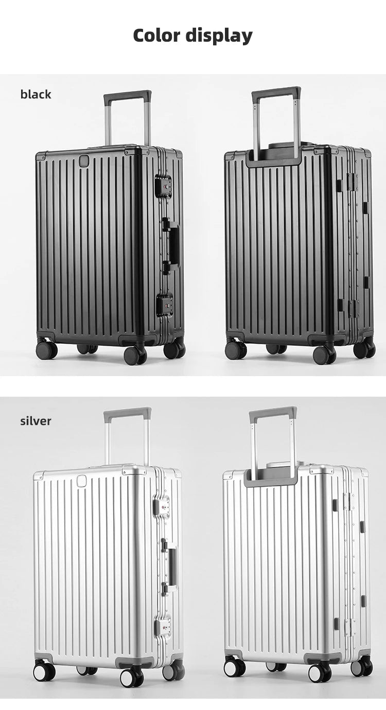 SUSHIMU 100% Aluminum-magnesium alloy Travel Suitcase Rolling Luggage 20/24/28 inch Trolley Luggage Carry-On Cabin Suitcase