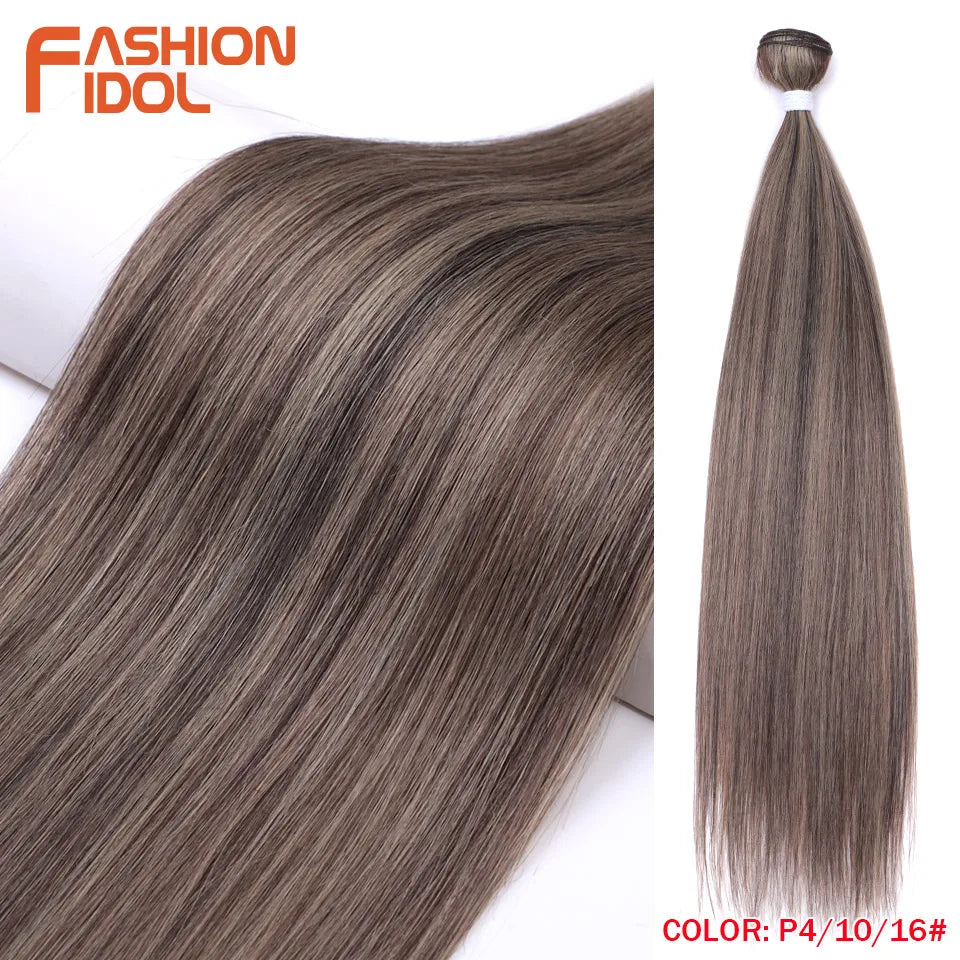 Bone Straight Hair Extensions Ombre Blonde Hair Bundles Super Long Hair Synthetic 24 Inch Straight Hair Full to End FASHION IDOL