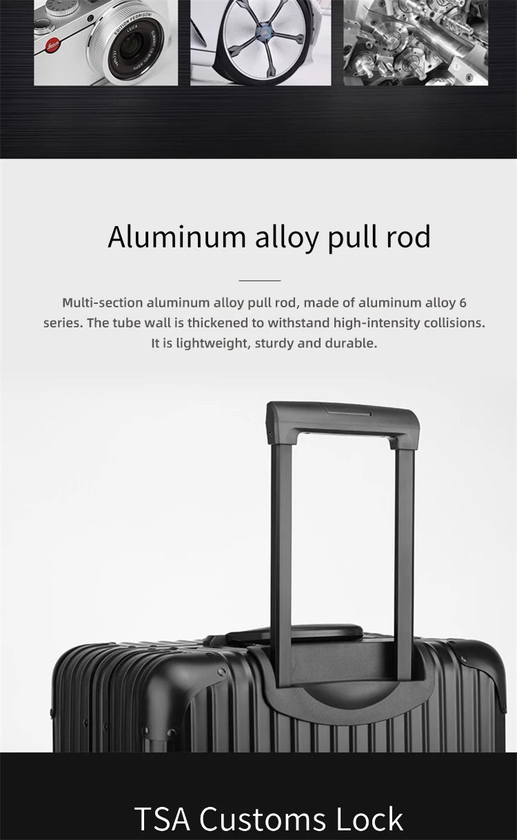 All-aluminum magnesium alloy telescopic suitcase 24-inch luggage business travel case metal combination lock bag 20-inch carry-o