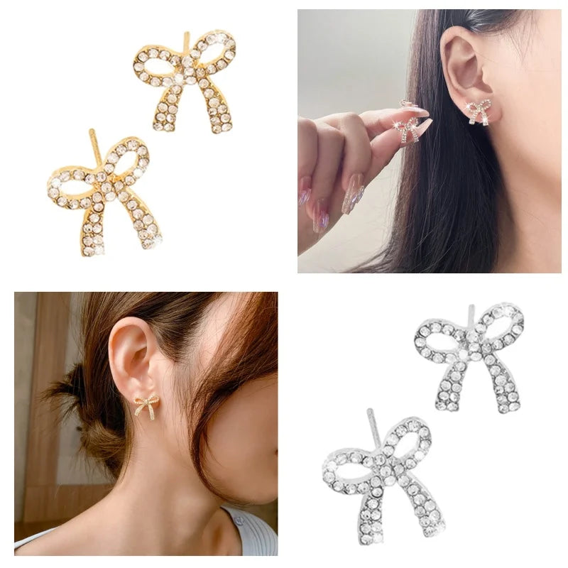 Light Luxury Bowknot Drop Earrings | Elegant Long Bow Studs for Women