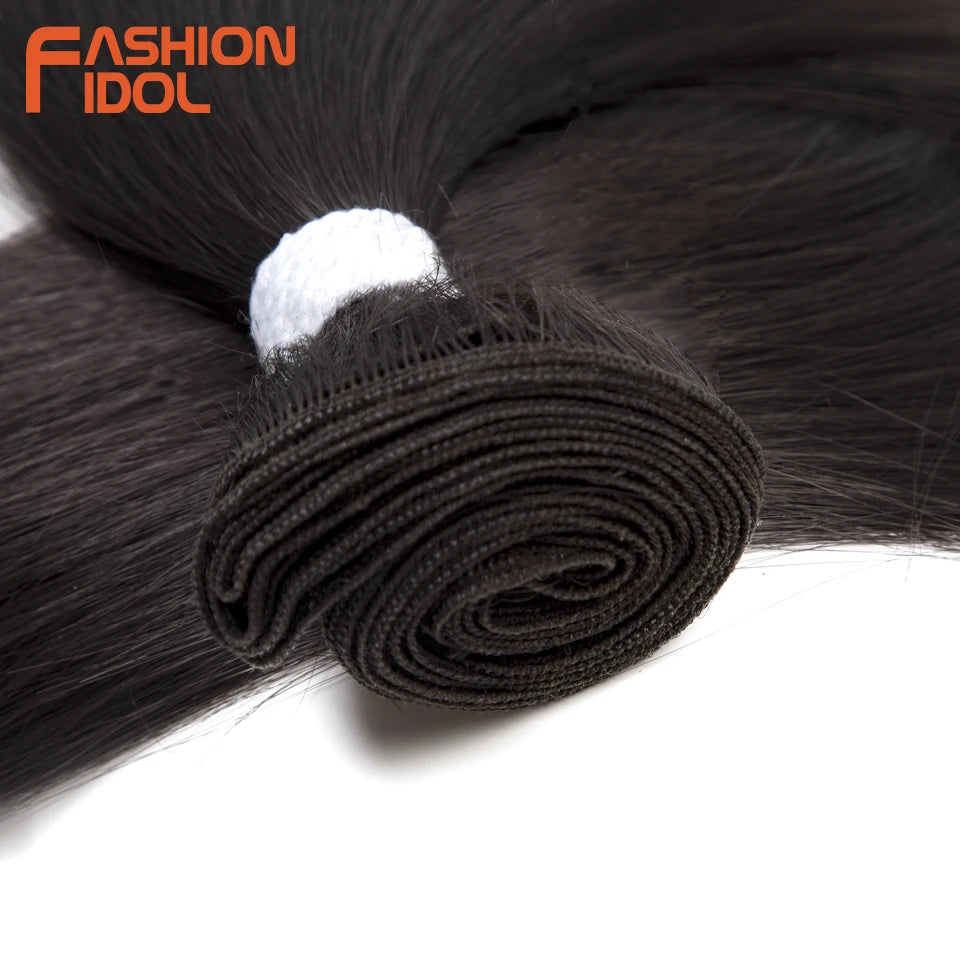 Bone Straight Hair Extensions Ombre Blonde Hair Bundles Super Long Hair Synthetic 24 Inch Straight Hair Full to End FASHION IDOL