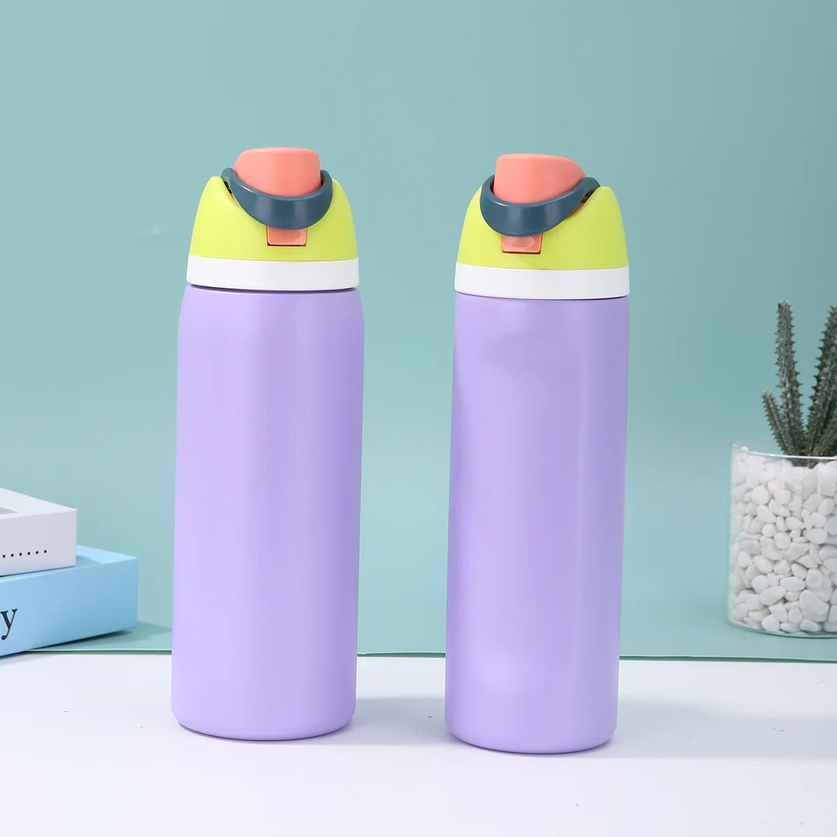 Multi-color push-button lid thermos cup portable large capacity for home office daily use