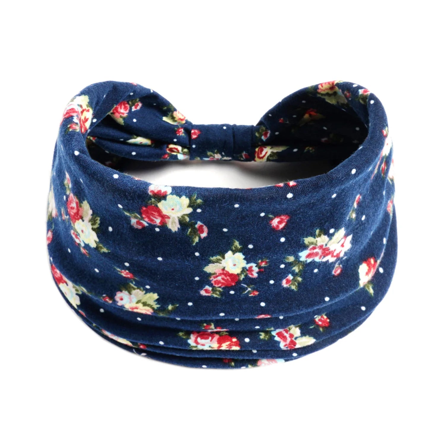 Boho Wide Knot Floral Cotton Headband | Stretch Turban Hair Scarf for Women