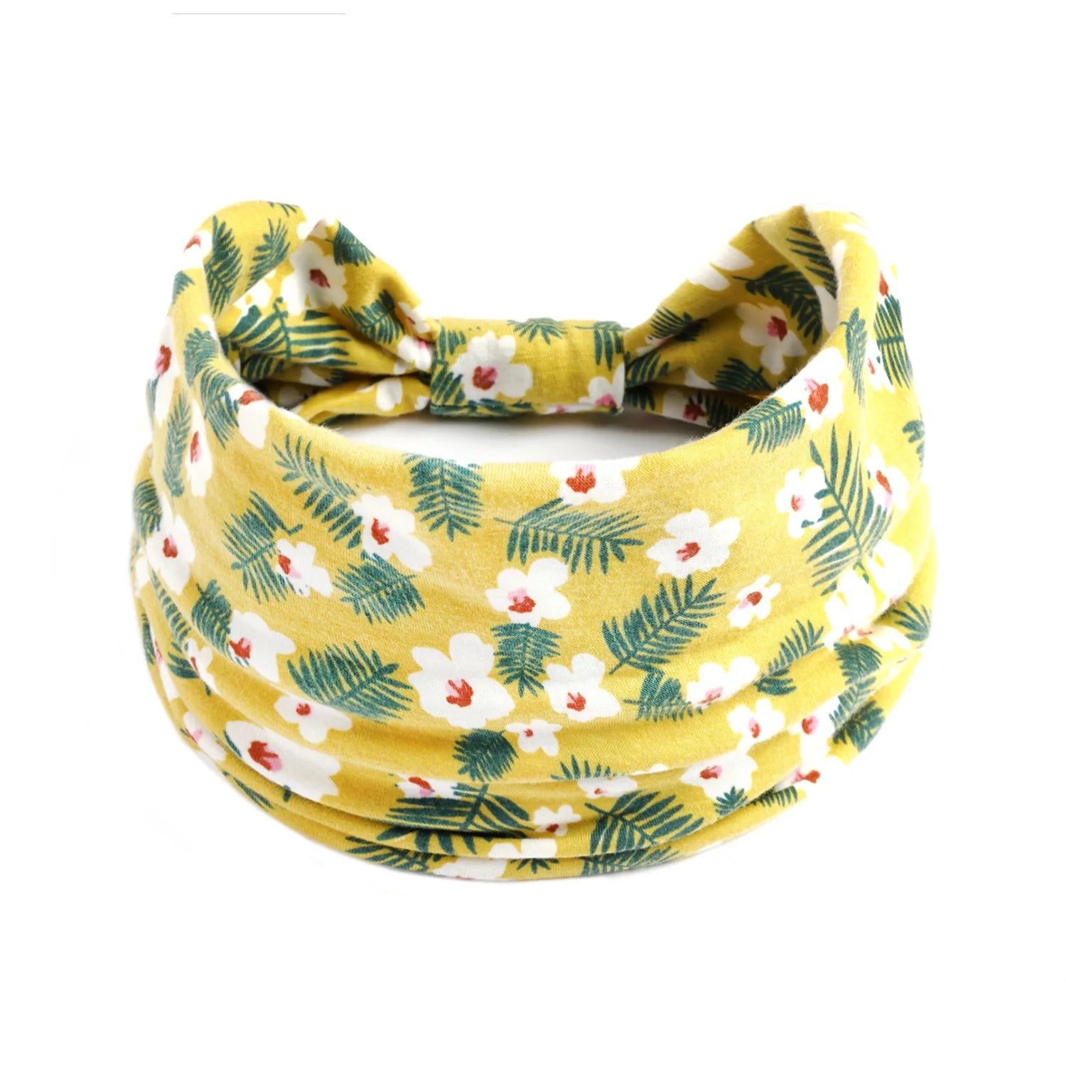 Boho Wide Knot Floral Cotton Headband | Stretch Turban Hair Scarf for Women