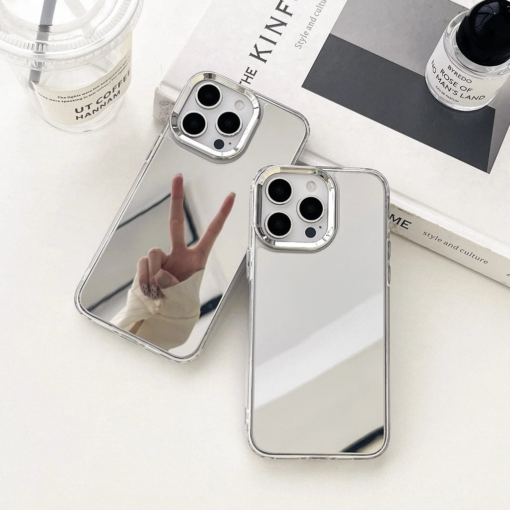 Luxury Plating Make Up Mirror Phone Case For iPhone 17 16 15 14 13 12 11 Pro Max XR X XS Hard Acrylic Shockproof Bumber Cover