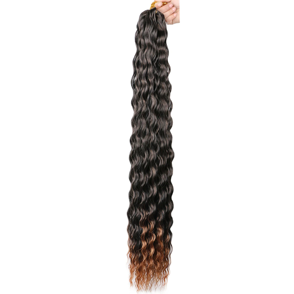 32 Inch Synthetic Pre Stretched Deep Wave Crochet Hair Yaki Ombre Braiding Hair High Temperature Fiber Extensions for Women