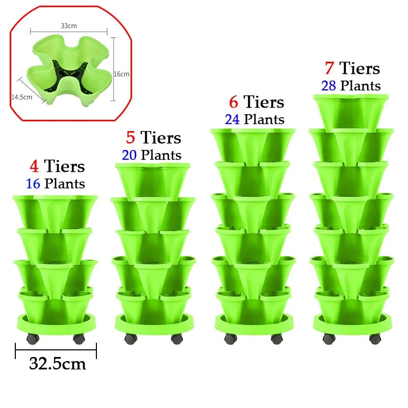 DIY Garden Vertical Planter — Stackable Tower with Movable Tray (PP Plastic)
