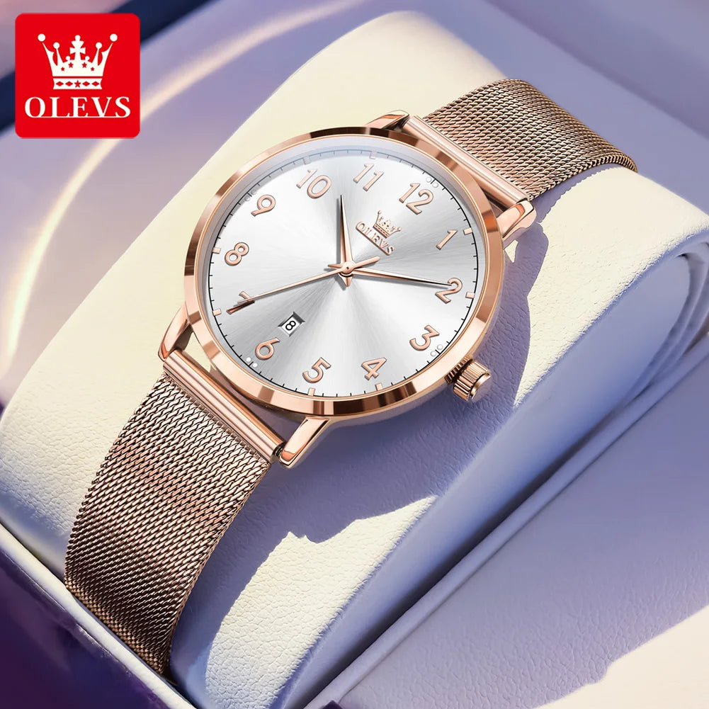 OLEVS New 5653 Women Watch Luxury Brand Quartz Watch Elegant Rose Gold Digital Waterproof Watch HD Simple Bracelet Women Watch