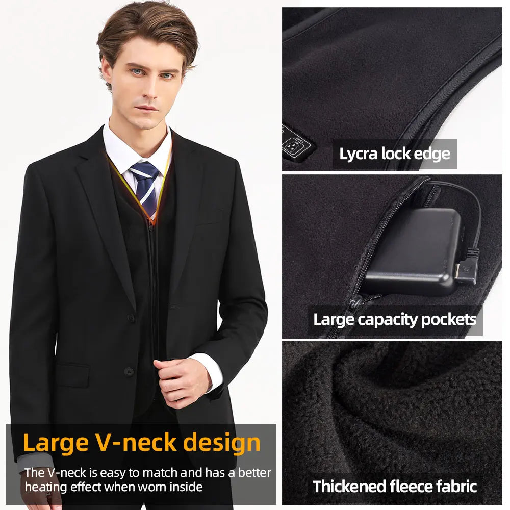 Smart Fleece Heated Vest Men USB Electric Self Heating Vest Women Rechargeable Heated Jacket Thermal Hunting Heated Clothes