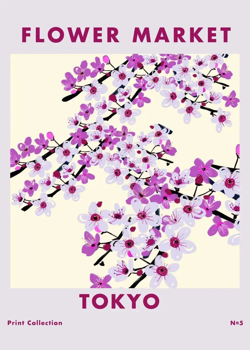 Boho Flower Market Retro Wall Art – Minimalist Canvas Print