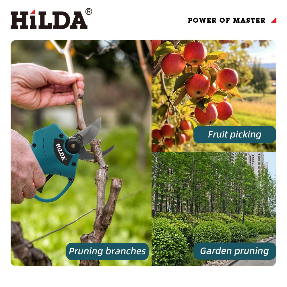 HILDA Brushless Electric Pruning Shears Cordless Fruit Tree Branches Scissors Power Tool For Makita 18V Battery