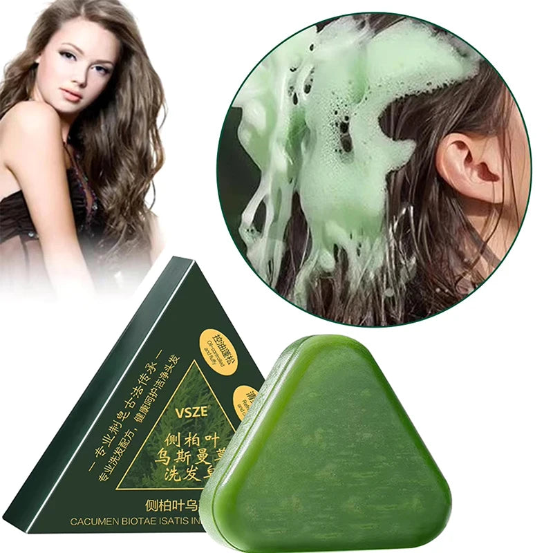 Natural Herbal Shampoo Soap Usman Grass & Platycladus Handmade Soap Hair Nourishing Oil Control Refreshing Fluffy And Soothing