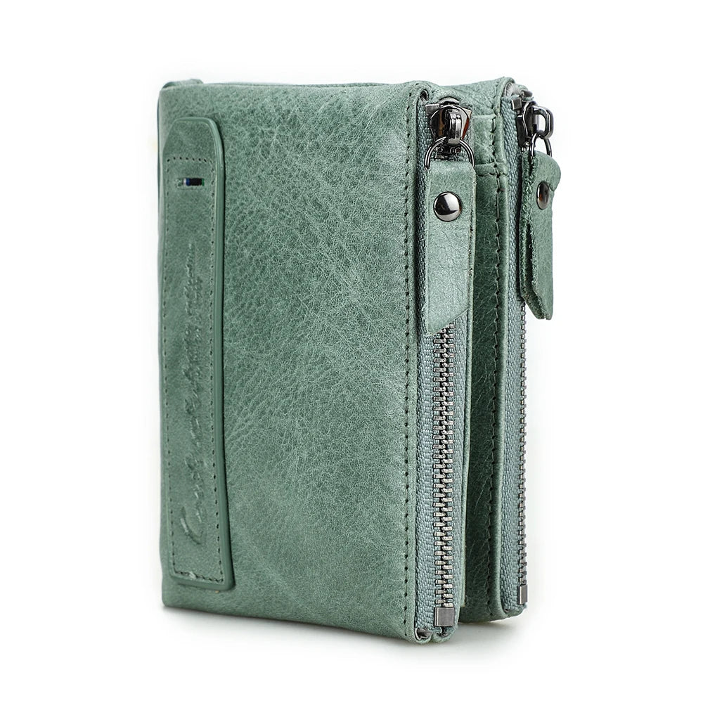 CONTACT'S Fashion Genuine Leather Women Wallet Bifold Card Holder Coin Purse Small Women's Purse Money Clip Men Pocket Wallets