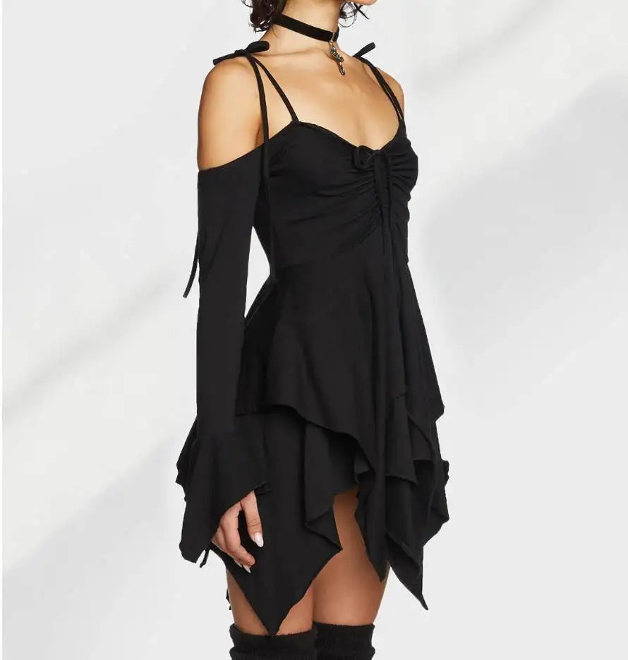 Sexy Asymmetrical Sling Dr Performance Costume loween Irregular Strapl Gown Women's Faion Autumn 2024