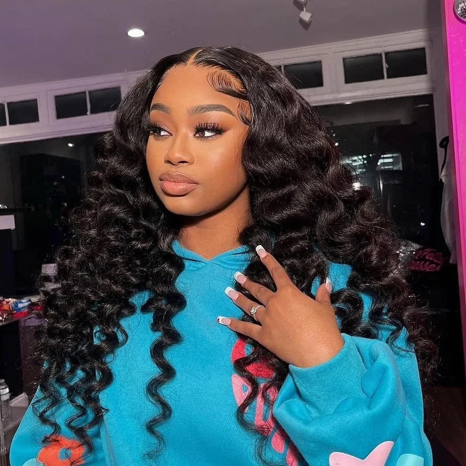 AMYTUD 30–40 Inch HD Lace Frontal Wig | Brazilian Loose Deep Wave Human Hair
