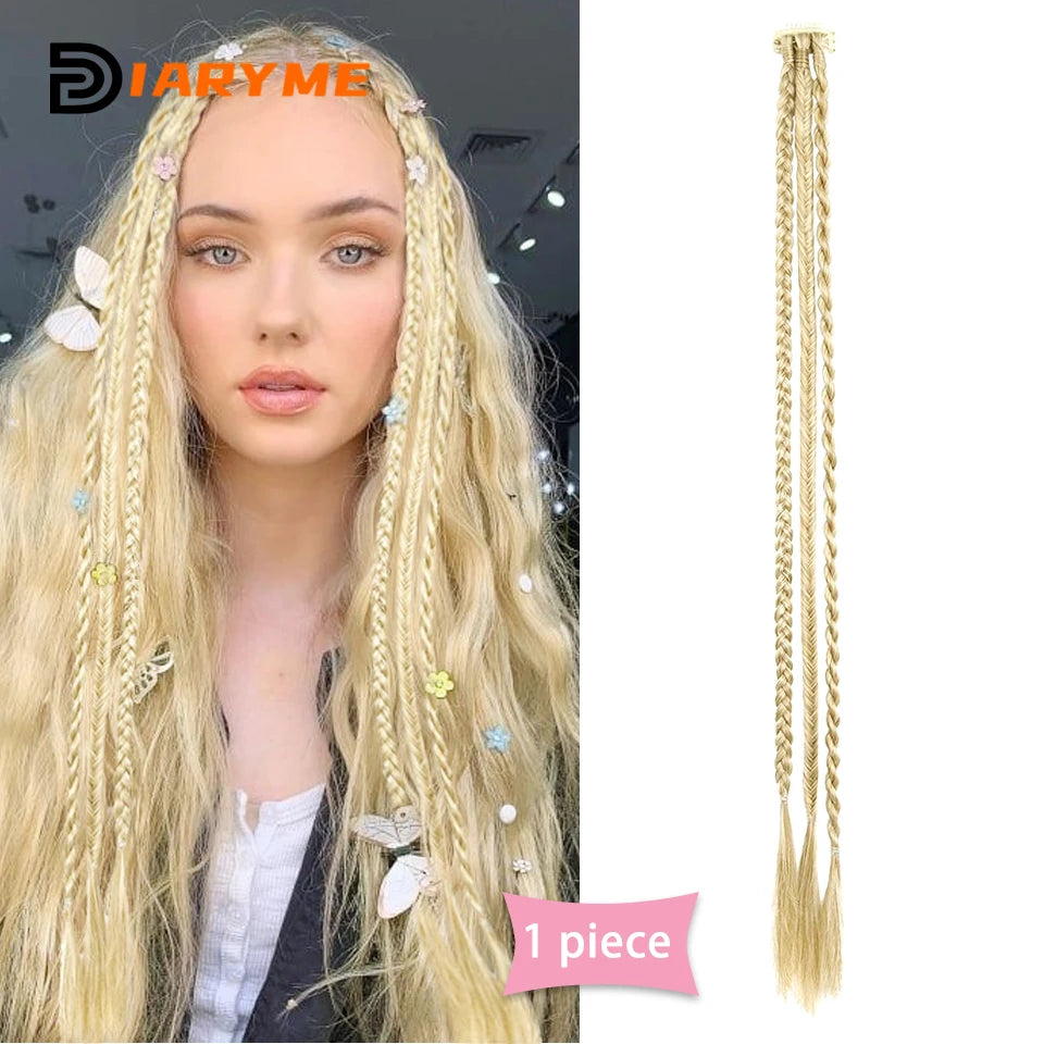 Synthetic Wig Braids With Clip Boxing Braid Dreadlocks Clip In Hair Extension Dirty Braids Boxer Braid Heat Resistat Hairpieces