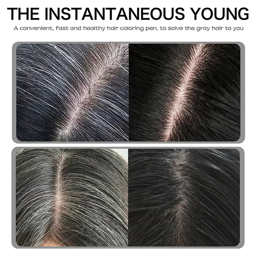 GOIPLE Gray Hair Dye Stick for Men & Women Cover Gray Hair Root Touch Up Temporary Coloring Disposable Plant-Based Hair Dye Pen