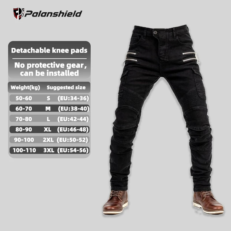 New Double Zipper Metal Style Motocross Moto Trousers Men For Woman Outdoor Riding Jeans With Protective Gear Motorcycle Pants