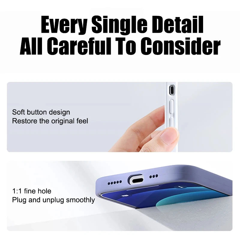 Original Liquid Silicone Case For Apple iPhone 16 14 13 12 11 15 Pro Max Plus Official Case Shockproof Cover Phone Accessories