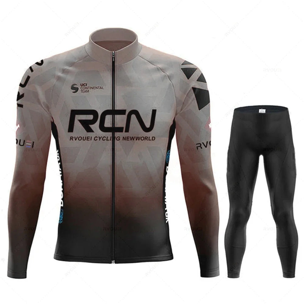 New 2025 Rcn Autumn Cycling Jersey Bib Pants Set Ropa Ciclismo Bicycle MTB Clothing Road Bike Suit Men Long Sleeve Bicicleta Set