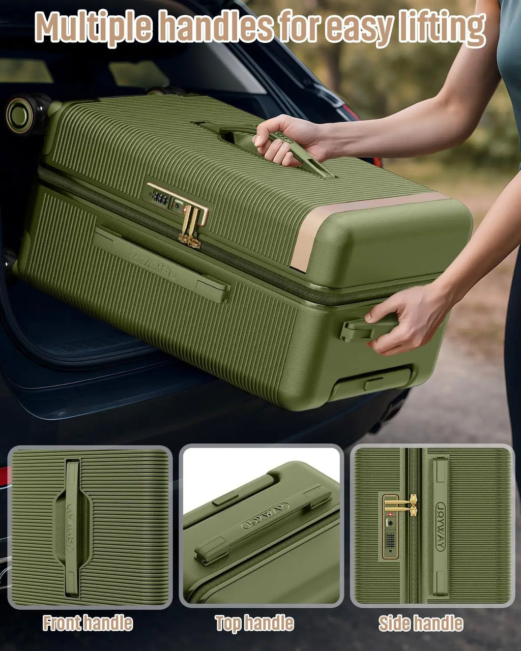 Joyway 22″ Lightweight Hardside Carry-On with Cup Holder, TSA Lock & 360° Spinner Wheels