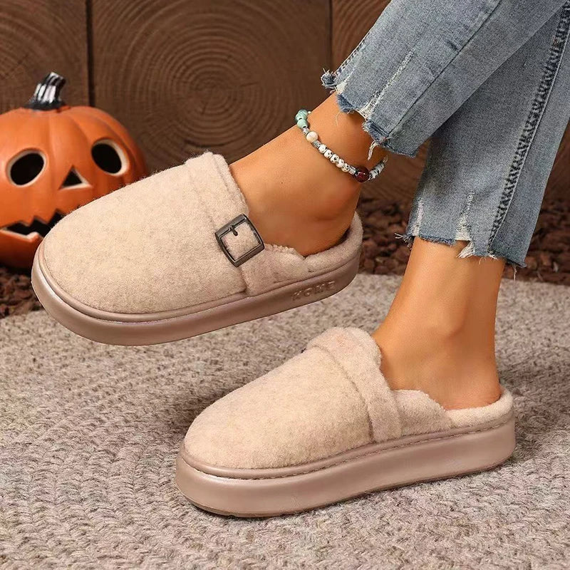 Winter Women's Slippers Home Plush Luxury Designer Woman Shoes Indoor Fluffy Fashion Platform Fuzzy Fur Slides Elegant Flat Soft