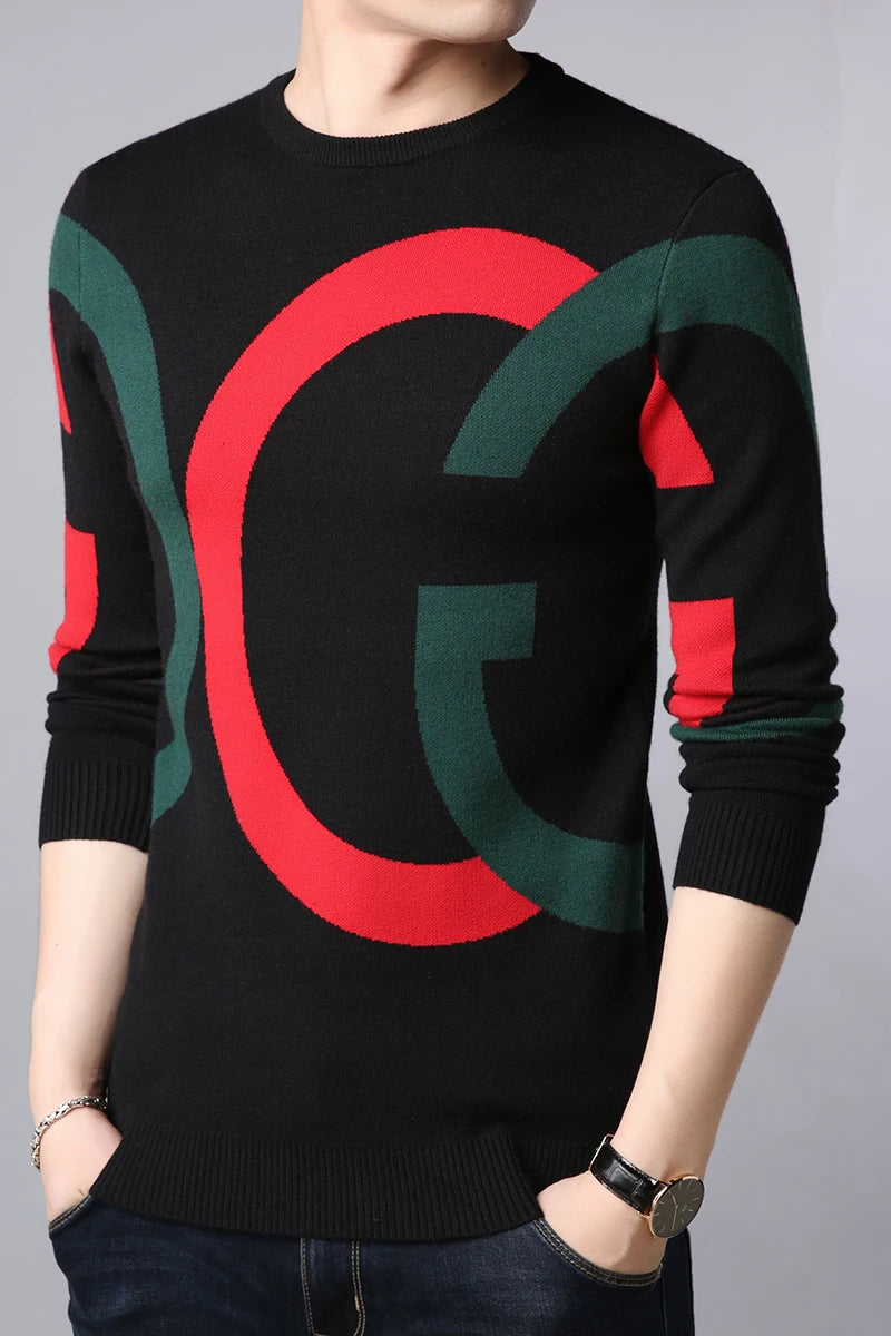 Autumn and Winter Round Neck Sweater for Men, Trendy and Fashionable, Paired with Warm Knit Sweater Trendy Brand Youth, Handsome