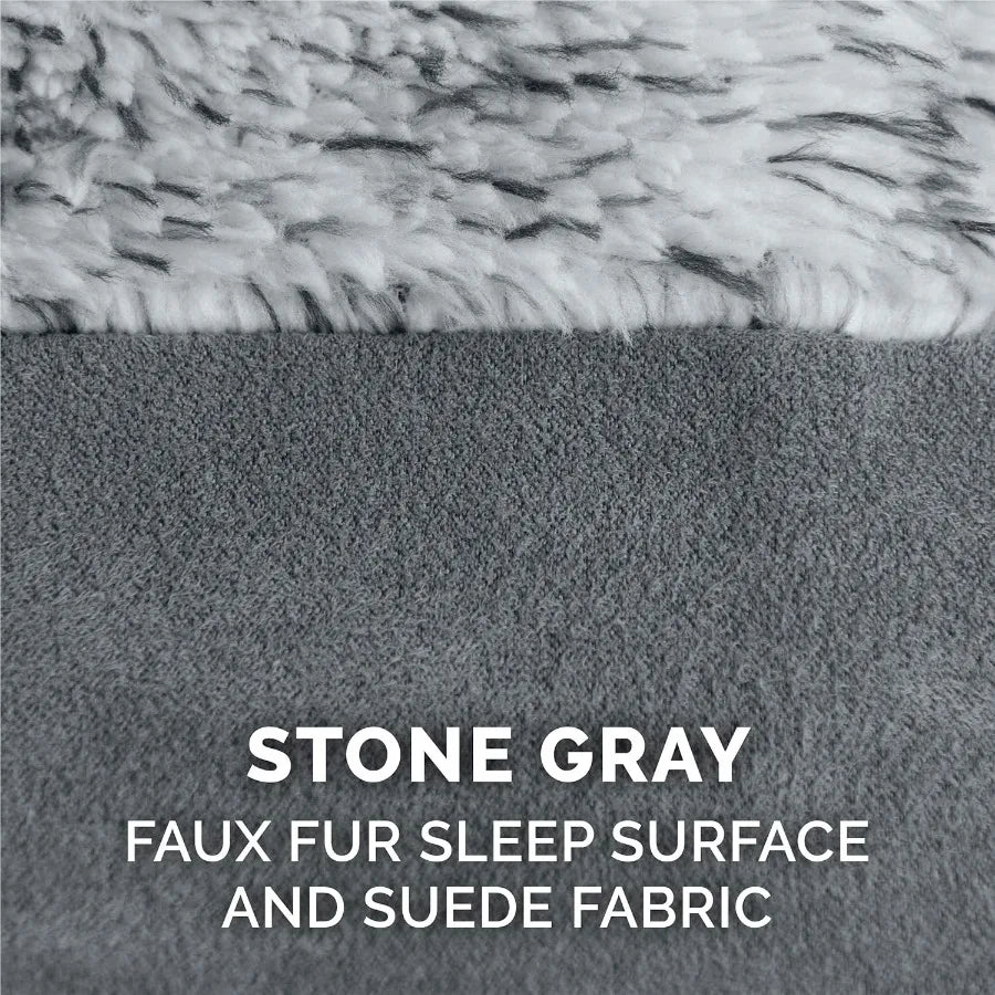 Orthopedic Dog Bed for Large Dogs w Removable Bolsters Washable Cover For Dogs Up to 95 lbs TwoTone Plush Faux Fur Suede L Shap