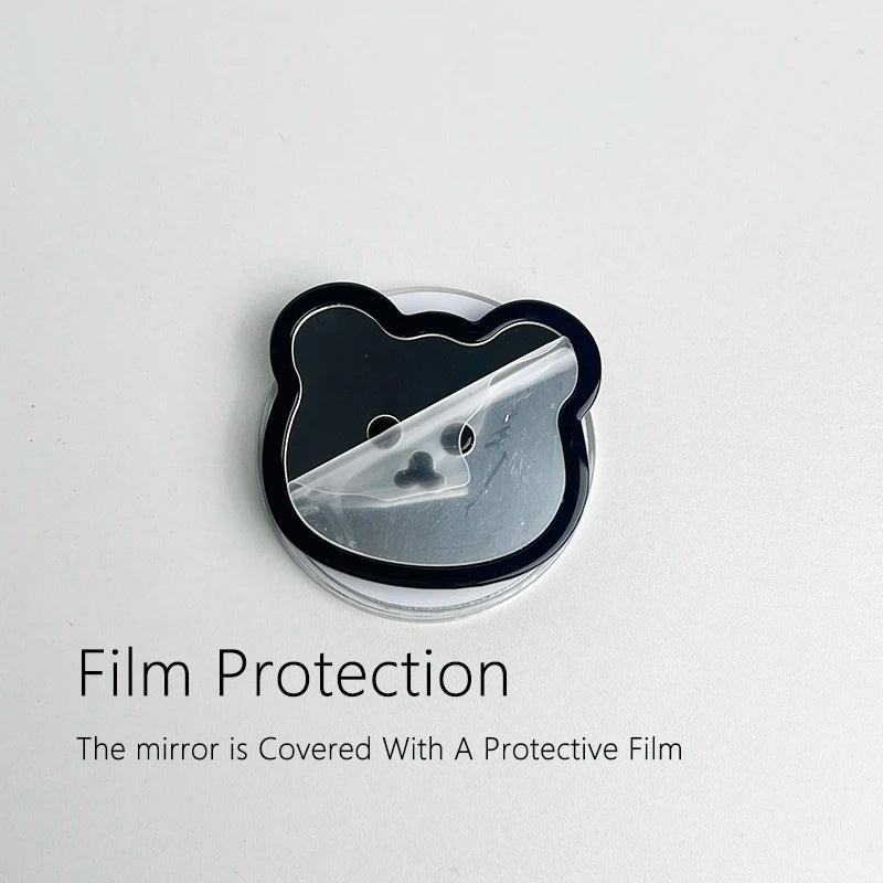 Cute Bear Mirror Magnetic Socket Grip Phone Holder For Magsafe IPhone Mac Samsung Safe Ring Finger Expanding Stand