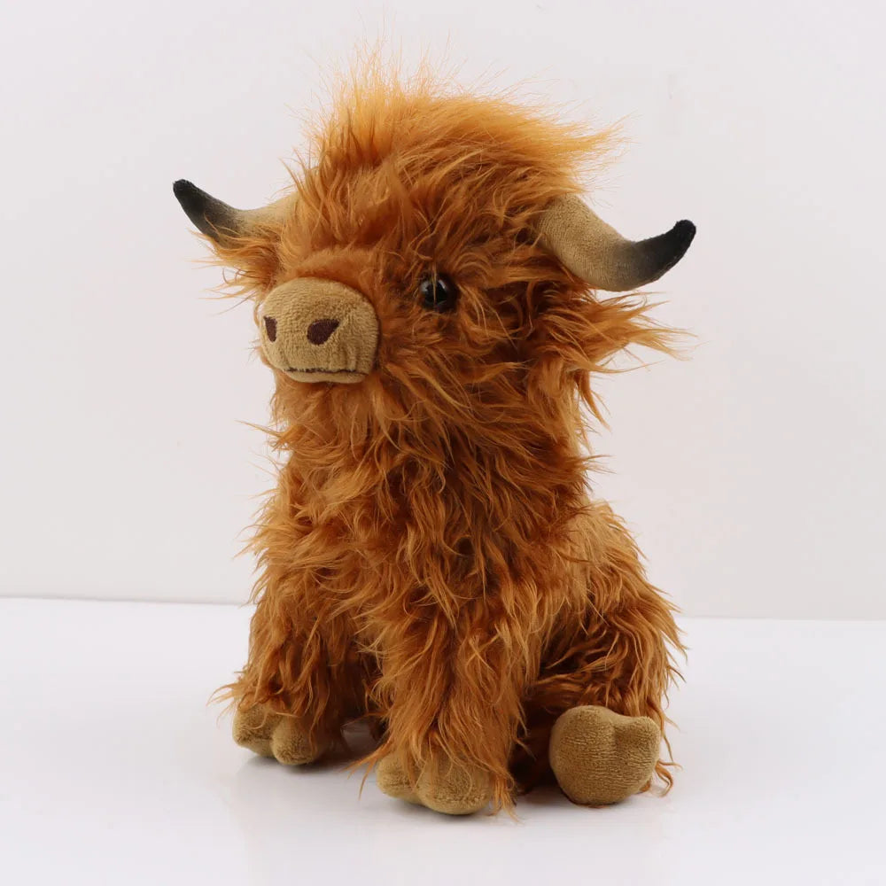 Highland Cow Plush Cushion — Soft Cotton Stuffed Toy, 29 cm, CE-Certified (Model 21333)