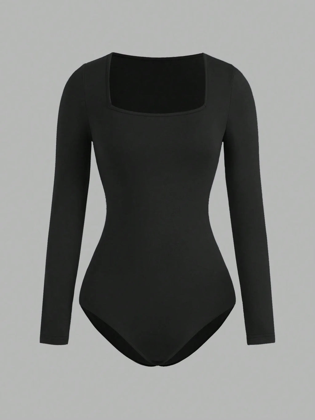 Women's Solid color Square Neck  Open Crotch One-Piece Bodysuit Long Sleeved Body  Lady Streetwear Female Warm Clothing