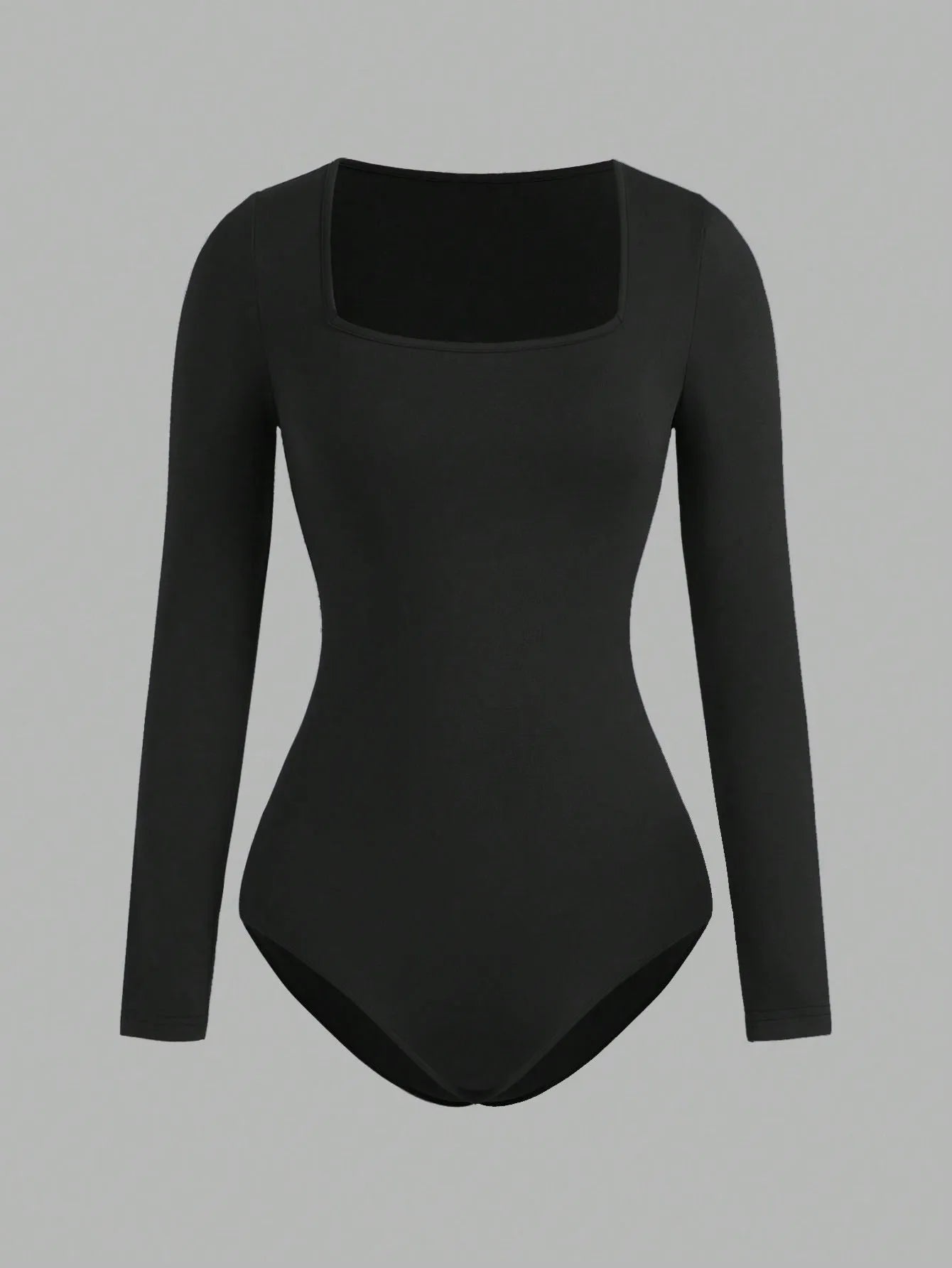 Women's Solid color Square Neck  Open Crotch One-Piece Bodysuit Long Sleeved Body  Lady Streetwear Female Warm Clothing