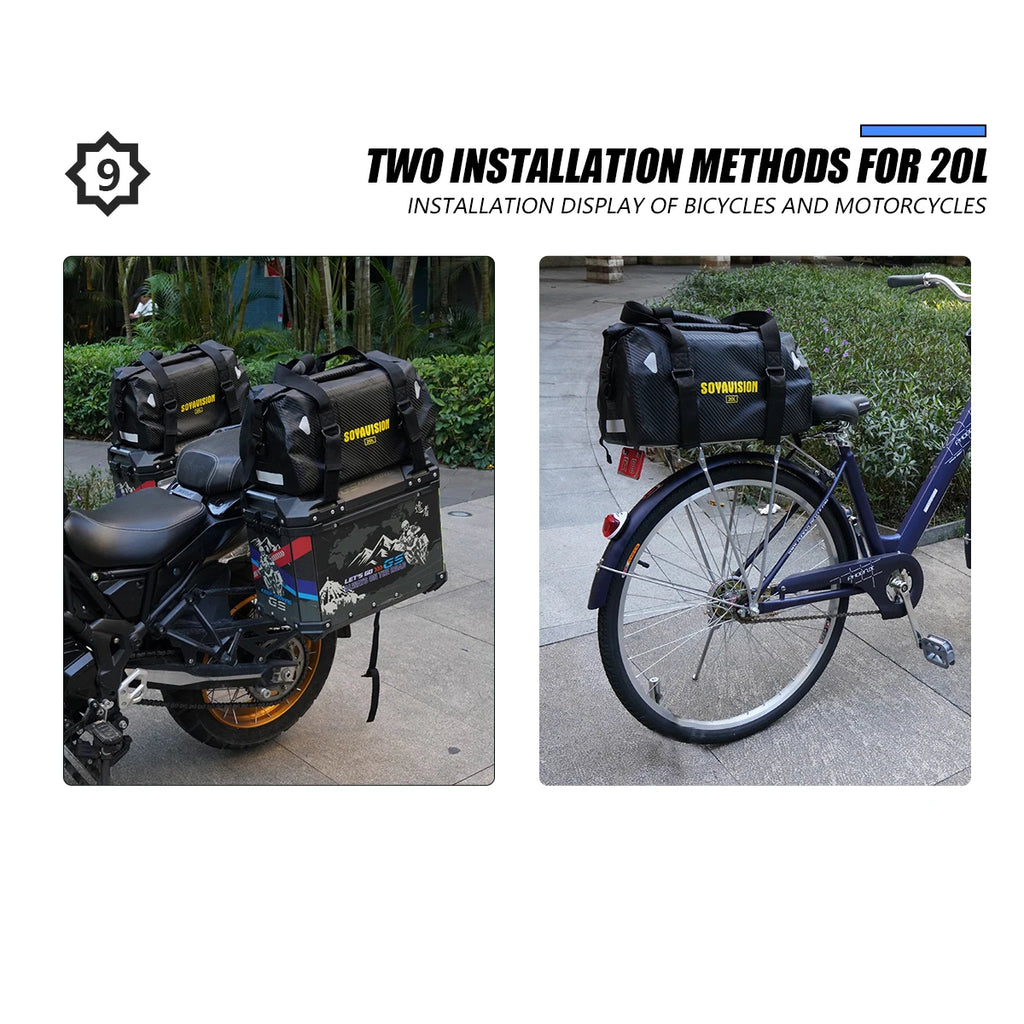 Motorcycle Waterproof Tail Bag Travel Outdoor Dry Luggage Roll Pack Bag 20 /40/66 Motorbike Luggage Backpack Motorcycle Seat Bag