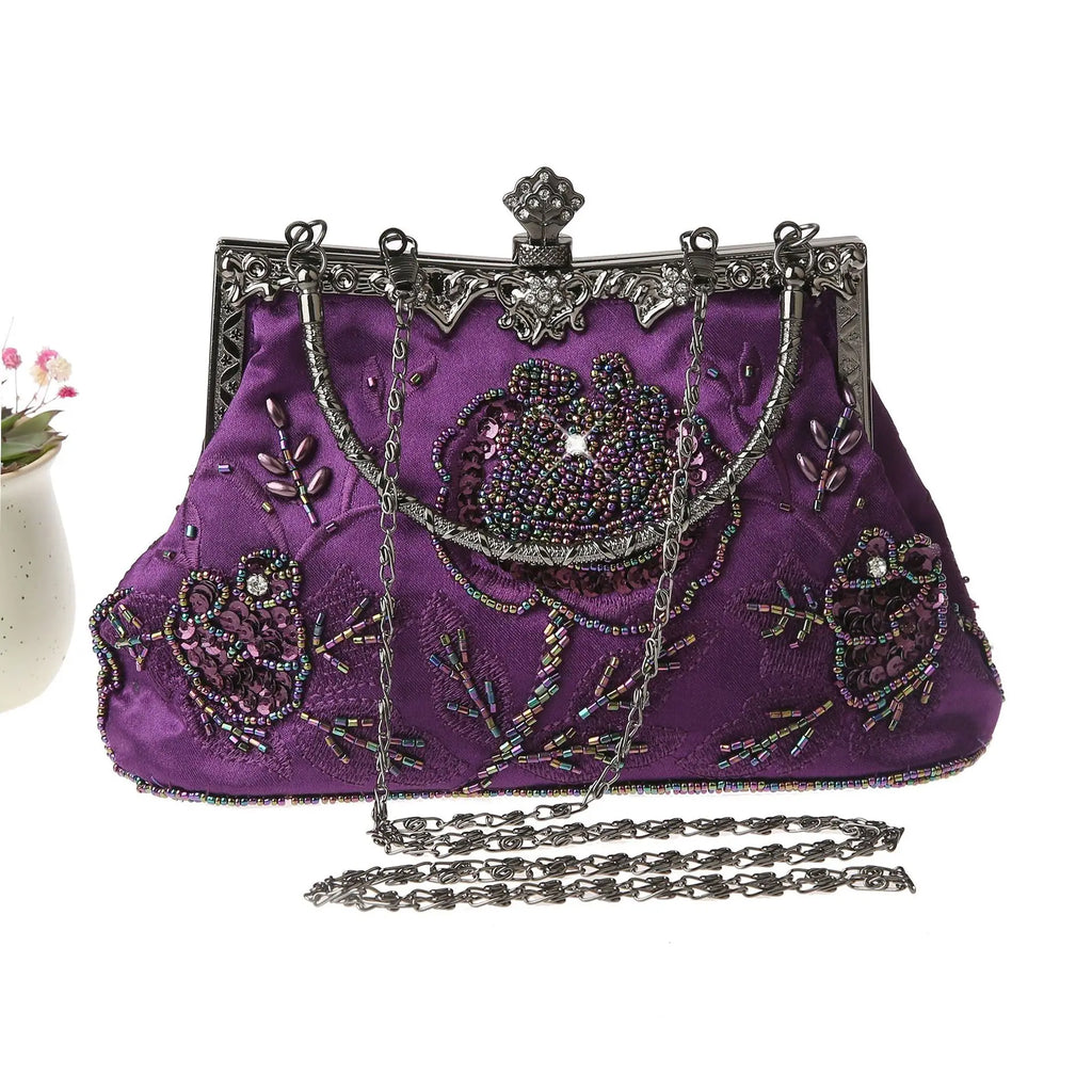 Bead Embroidery Women Evening Bag Diamonds Shell Lady Small Day Clutches Party Dinner Bag Wedding Bridal Pearl Handbags Purse