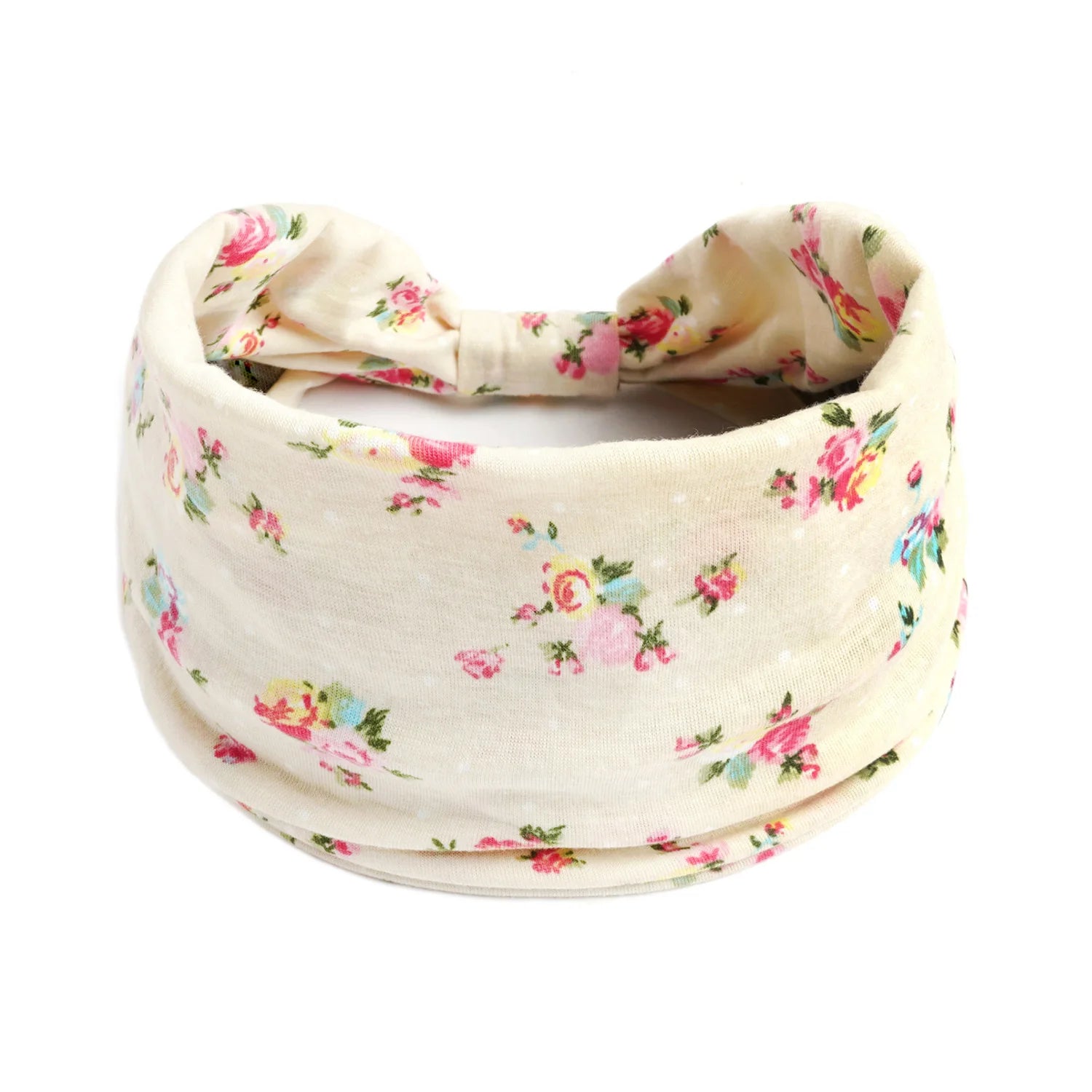 Boho Wide Knot Floral Cotton Headband | Stretch Turban Hair Scarf for Women