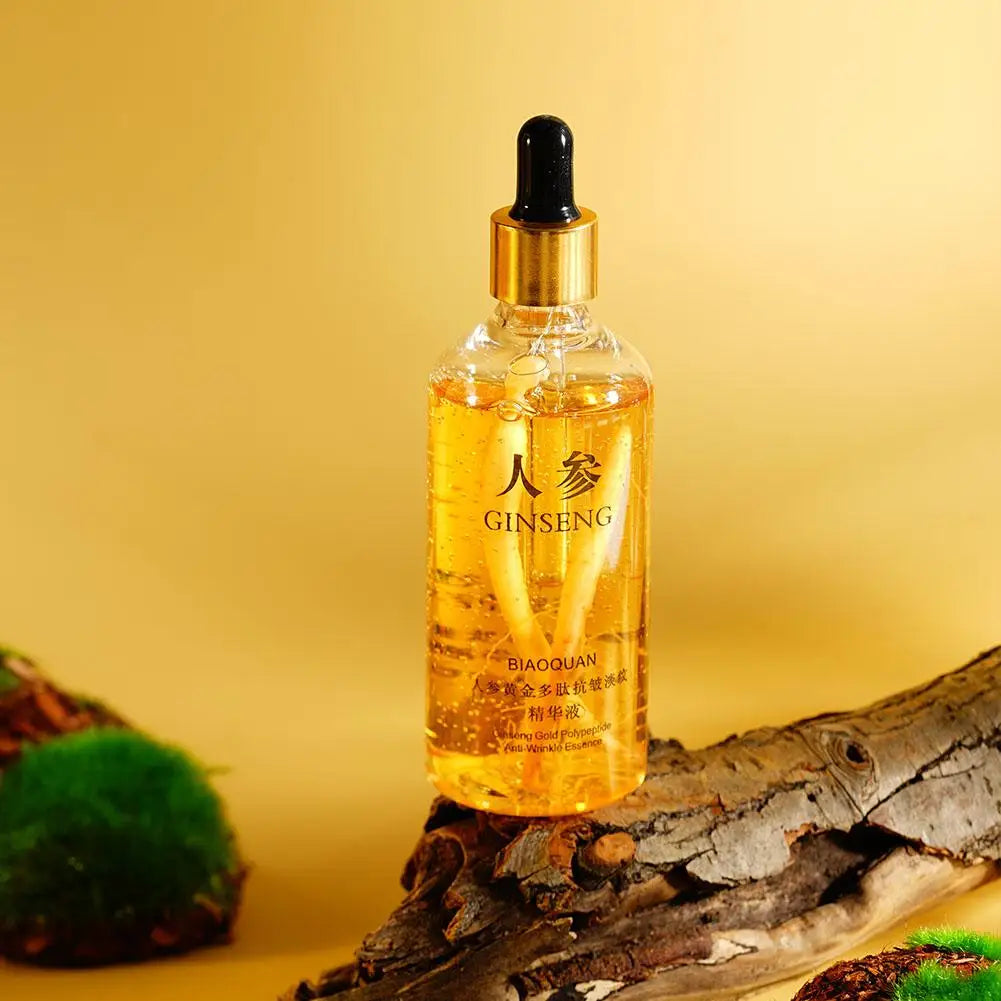 100mlGold Ginseng Face Essence Polypeptide Lightening Skin Moisturizing Facial Serum Smoothing Skin Care Products Deep Hydration