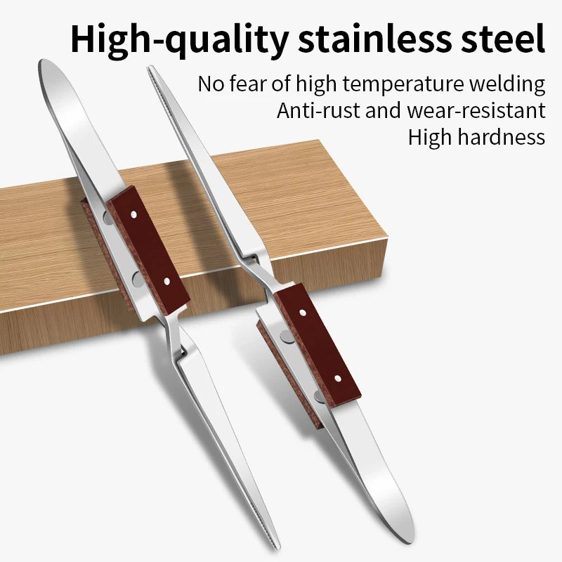 LUXIANZI Stainless Steel Reverse Tweezers Anti-Static Industrial Tweezers Acid Resistant Non-magnetic Precision Forceps Tools