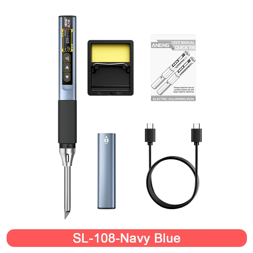 ANENG SL108 96W Smart Soldering Iron, PD/QC Fast Heating, Adjustable Temp 200-450°C, Portable Welding Station